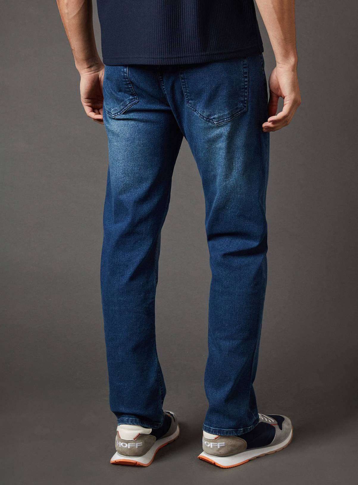 BURTON Blue Wash Stretch Straight Fit Jeans 32S - Image 3
